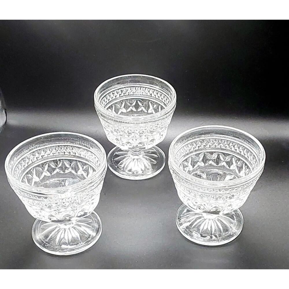 Vtge Anchor Hocking Wexford Dessert Glasses Set of 3